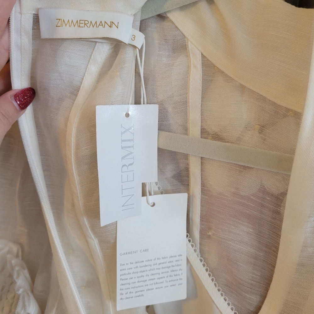 Zimmermann Blouse white linen silk blend Wattle Size L